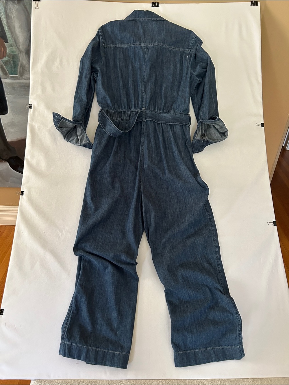 Women’s Dark Indigo Denim Jumpsuit with Belt - Picture 5 of 5